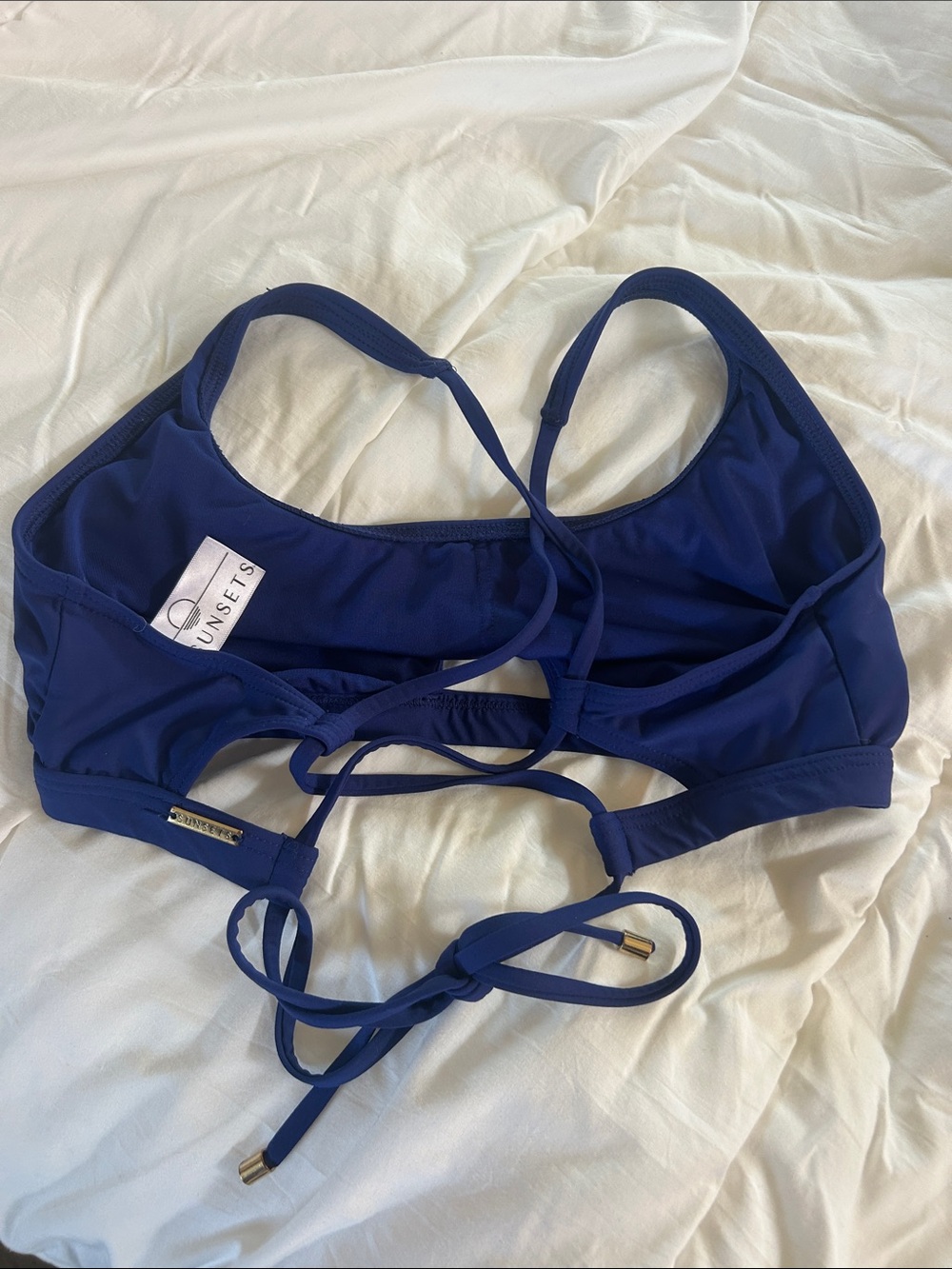 Sunsets Blue Strappy Bikini Top with Adjustable Tie
NWOT